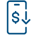 Icon of Mobile Phone with Dollar Sign and Down Arrow