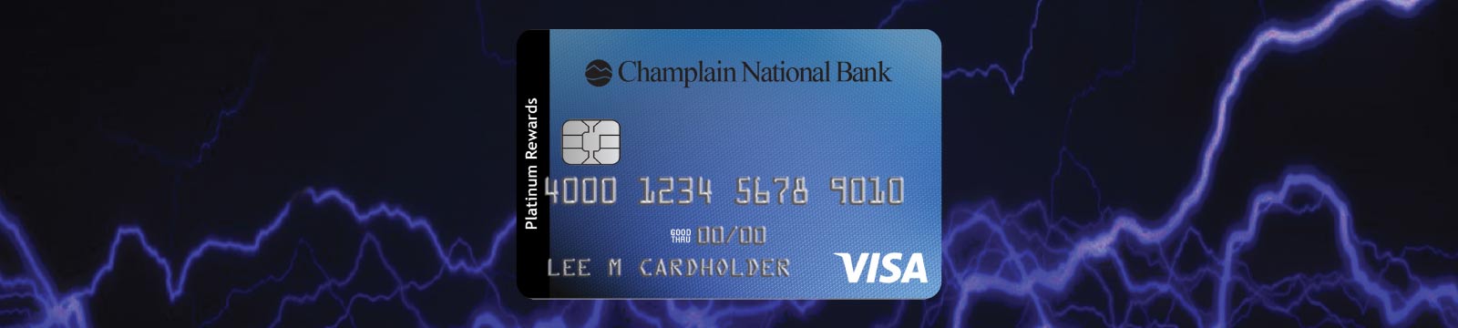 Visa Credit Card with Lightning Bolts Behind it
