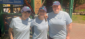Alexandra, Emily and Gabrielle Posing Wearing Matching T-Shirts and Baseball Hats
