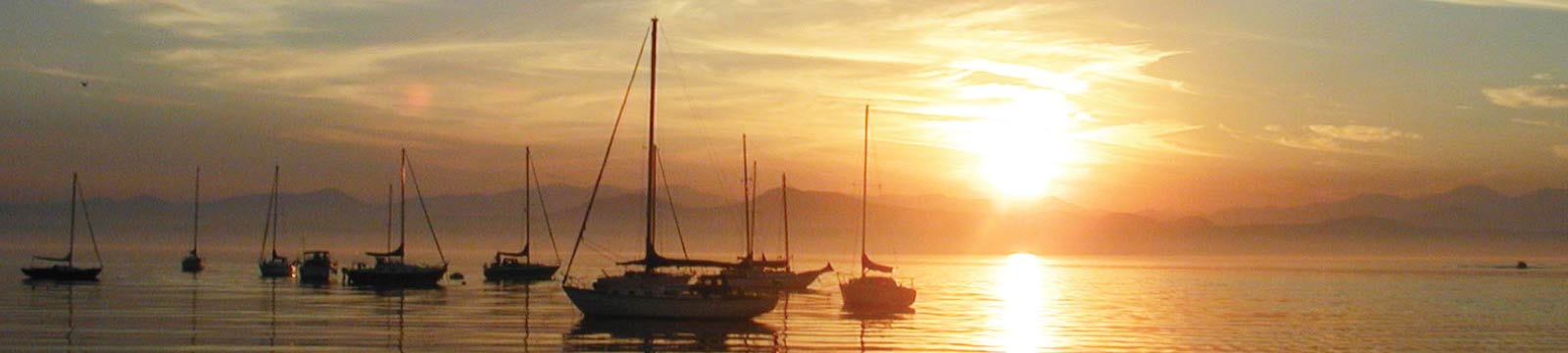 Lake Champlain at Sunset with Sailboats