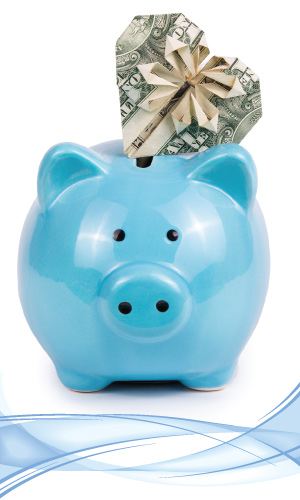 Piggy Bank with Dollar Bill Heart Origami