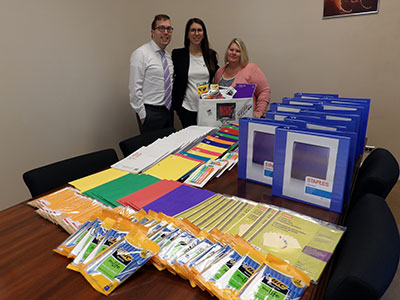 School supplies on a table in Elizabethtown