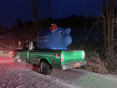 Piggy Bank Balloon in Truck Cab