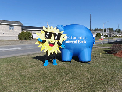 Sun Costume and Inflatable Piggy Bank