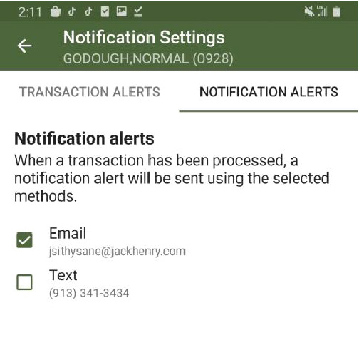 Notification Alerts Options